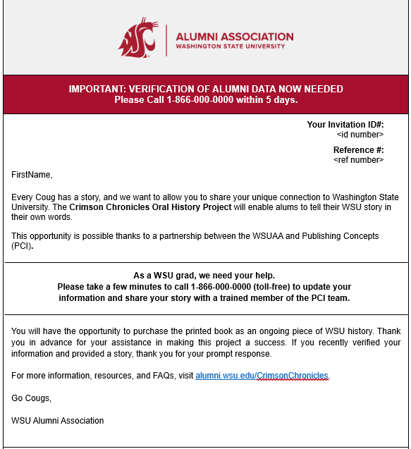 Wwcc Example Email Washington State University Alumni Association - Crimson Chronicles