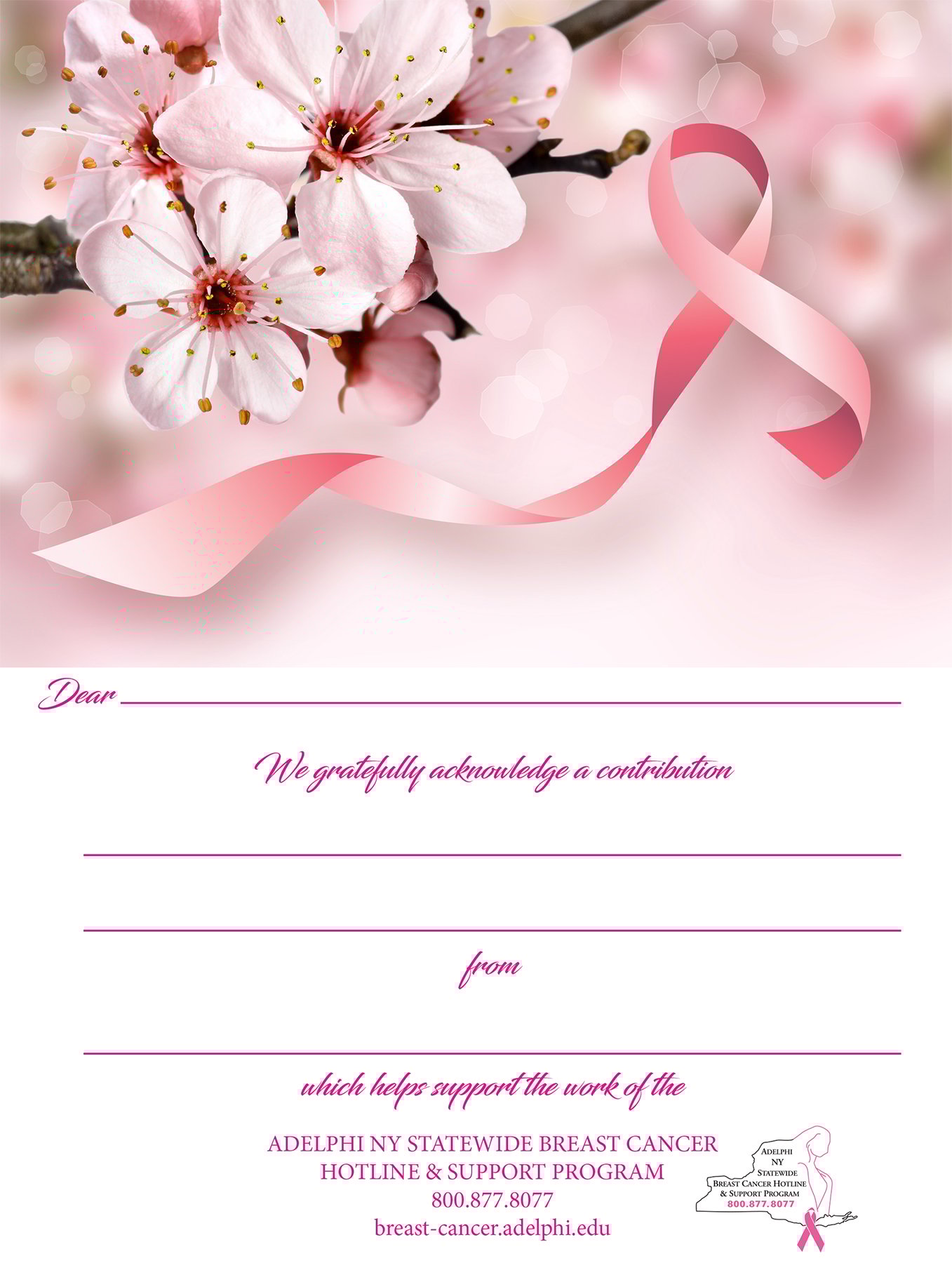 Breast Cancer Contribution Notification Card