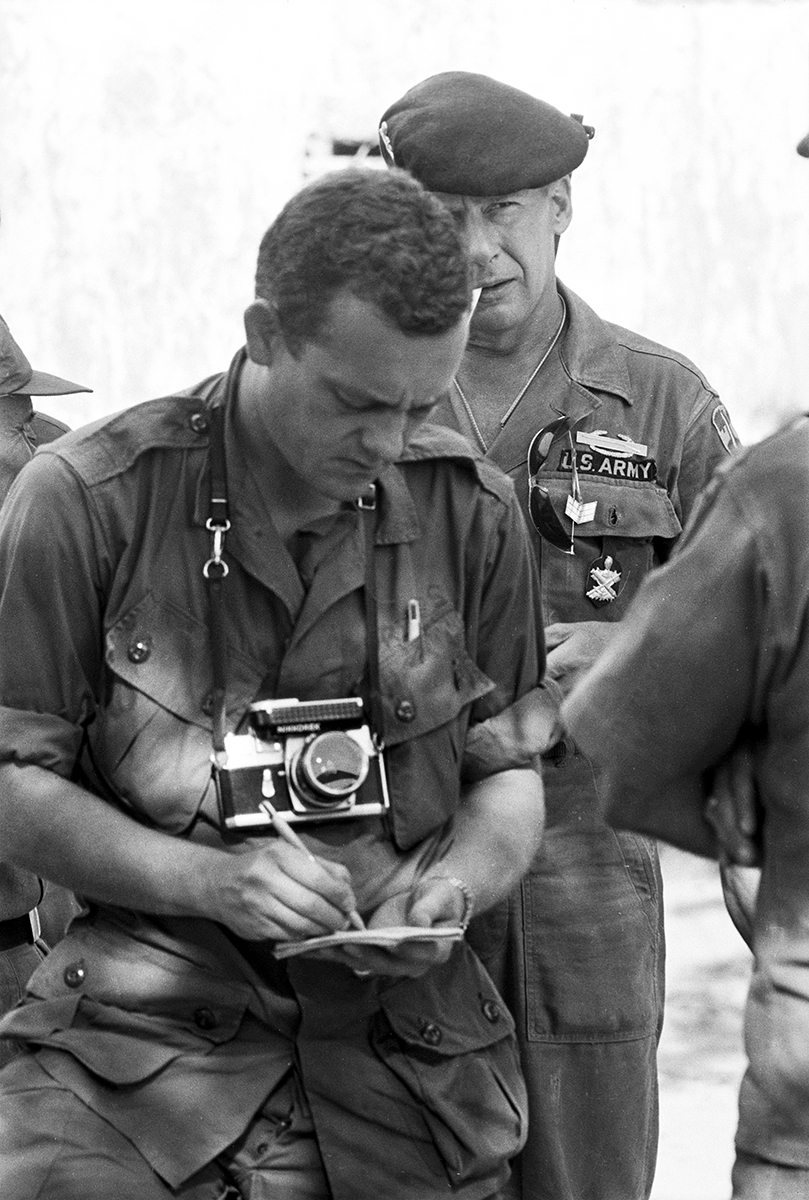 Candid image of Bob Schieffer performing journalism duties