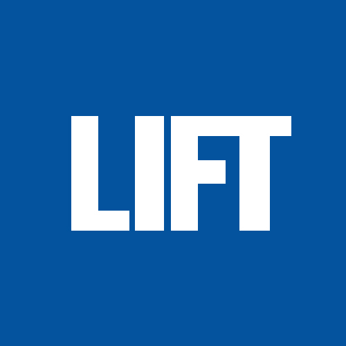 Lift logo in blue square
